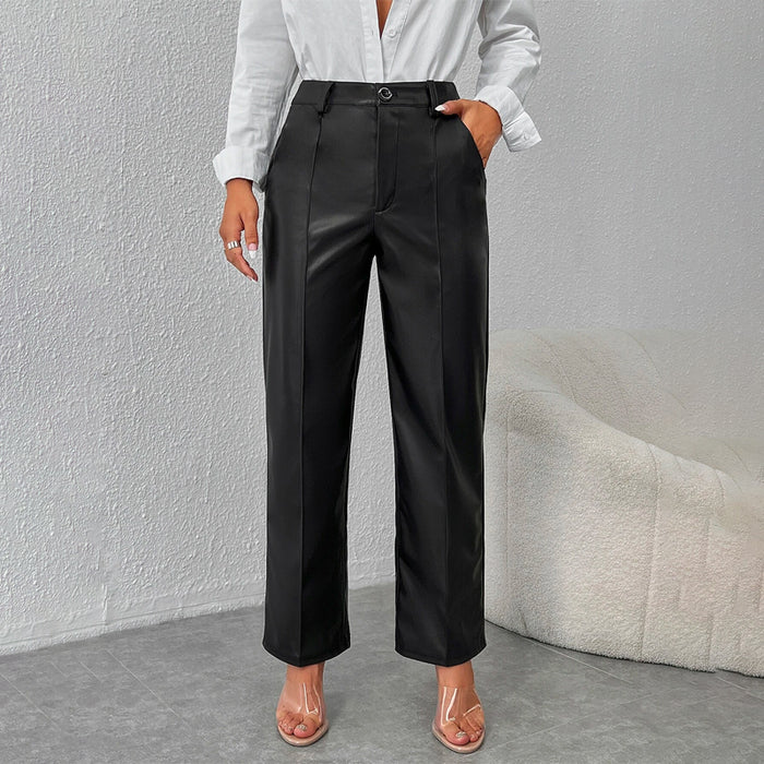 Easy Wear High Waist Leather Pants