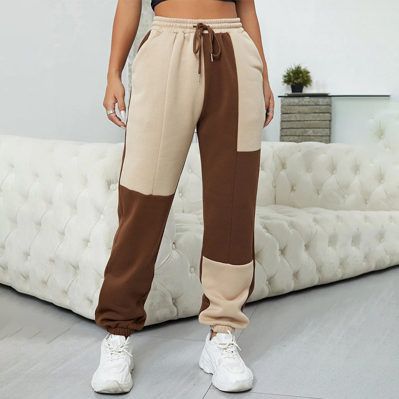 Two Tone Drawstring Waist Sweatpants