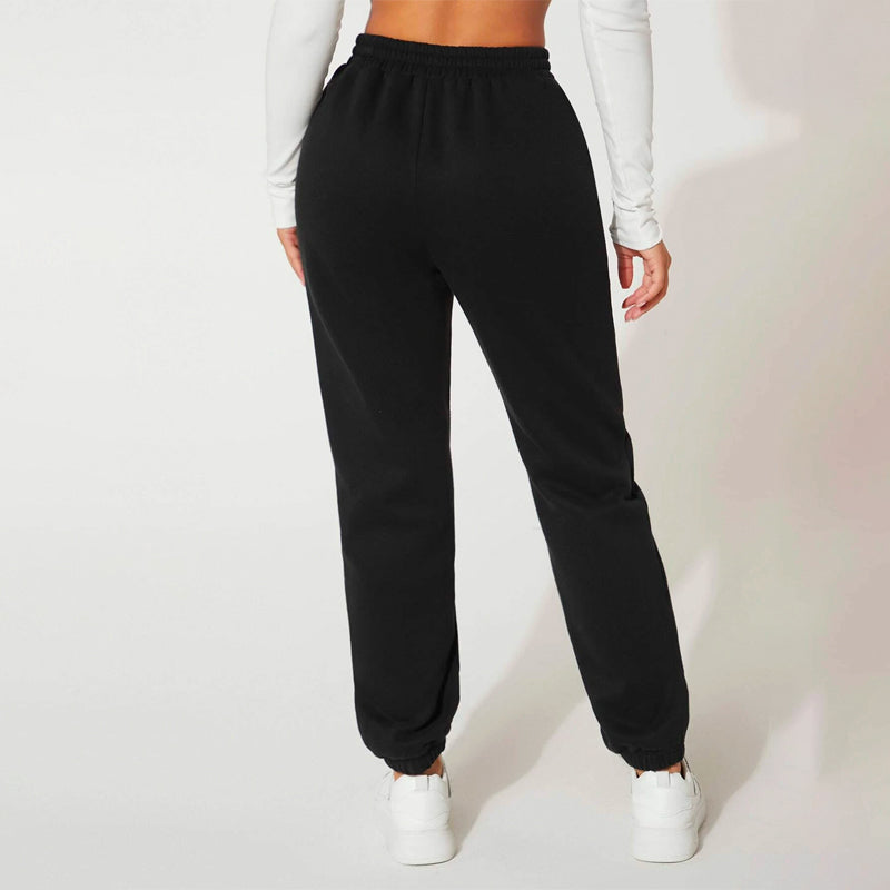 Solid Elastic Waist Woven Sweatpants