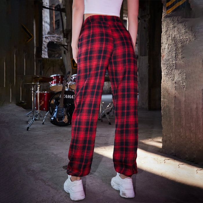 Grunge Punk Kpop Tartan Print Pants