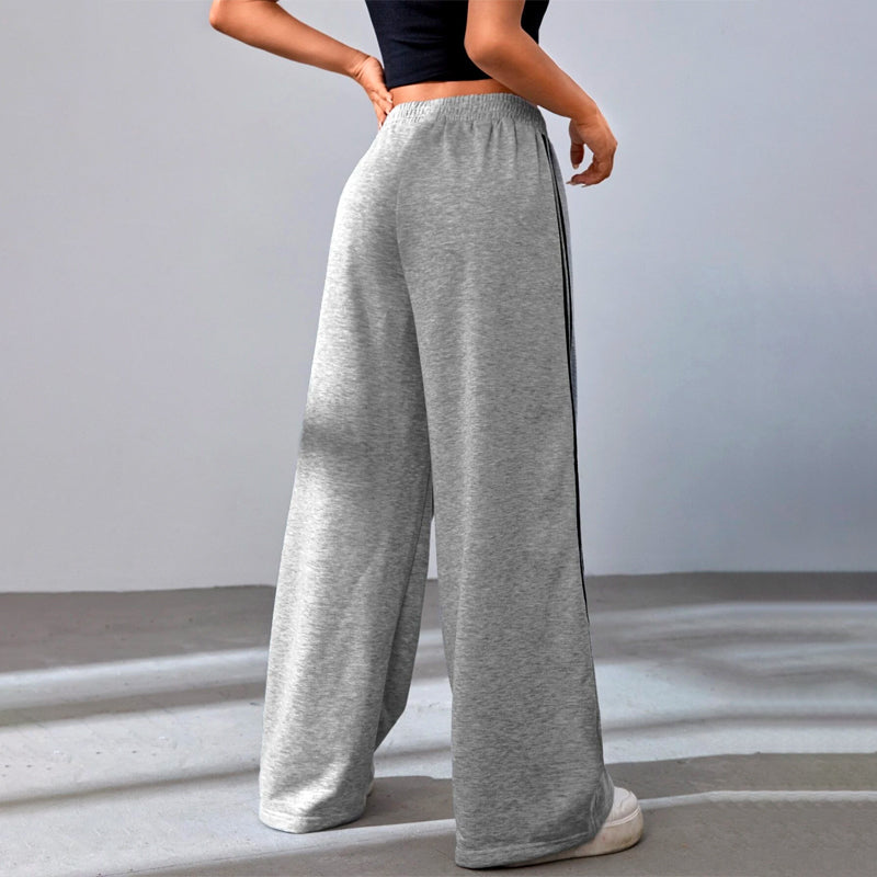 Easy Wear Contrast Tape Side Wide Leg Pants