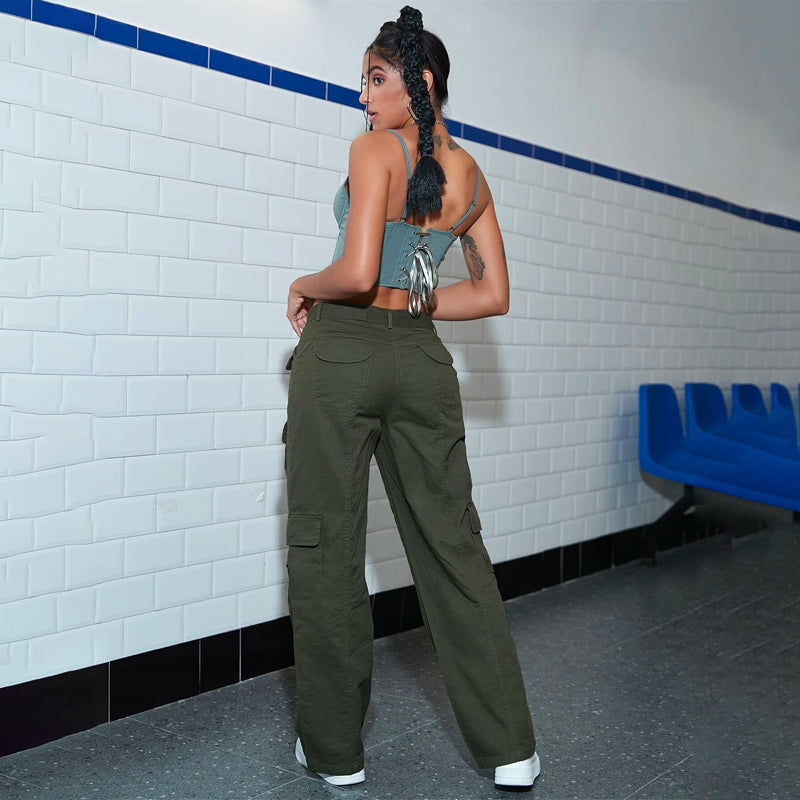Solid Belted Cargo Pants