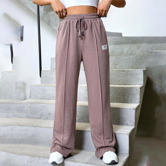 Letter Pattern Patched Drawstring Waist Sweatpants