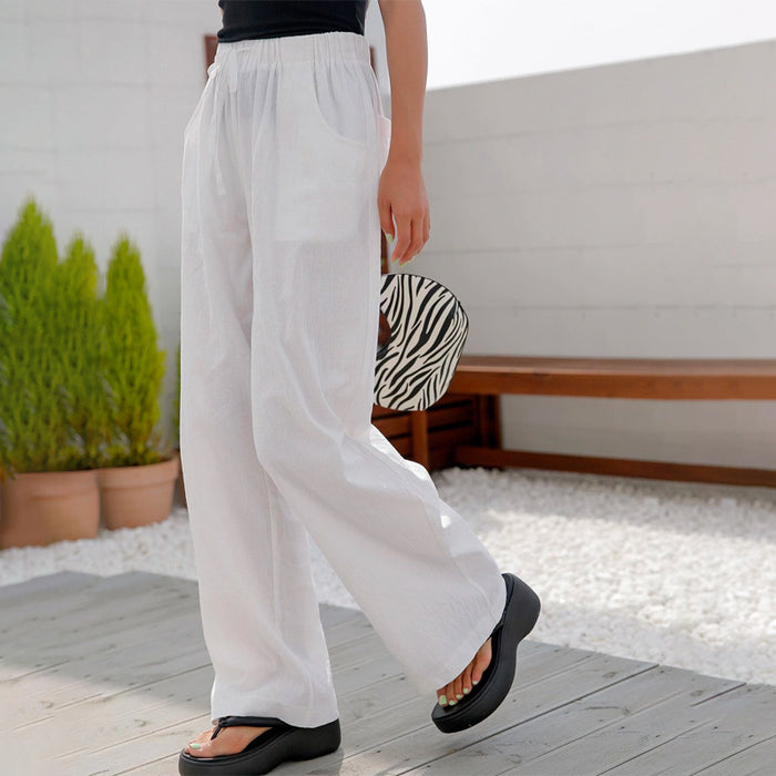 Drawstring Waist Wide Leg Mopping Pants