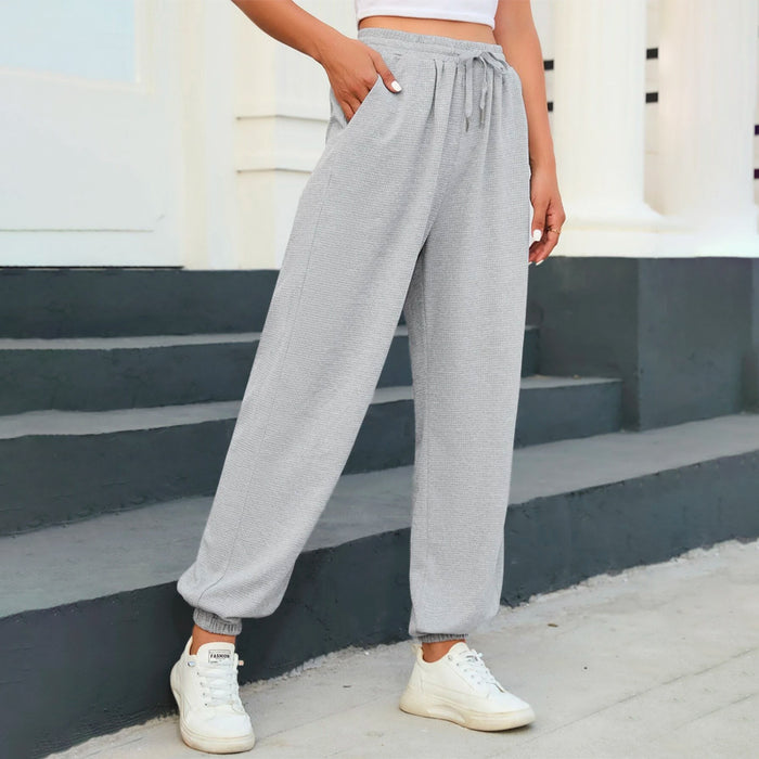 Drawstring Waist Slant Pocket Plain Sweatpants