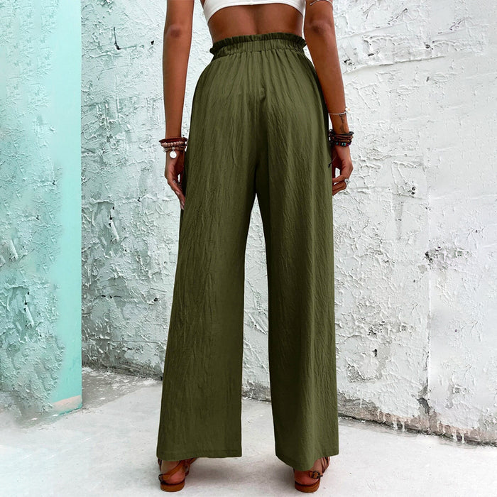 Paperbag Waist Textured Wide Leg Pants