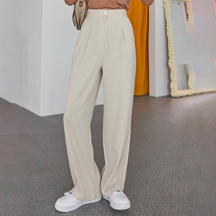 Solid Slant Pocket Wide Leg Pants