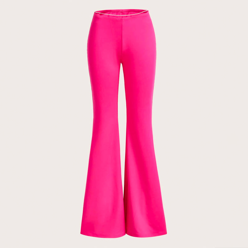 Casual Solid Flare Leg Pants