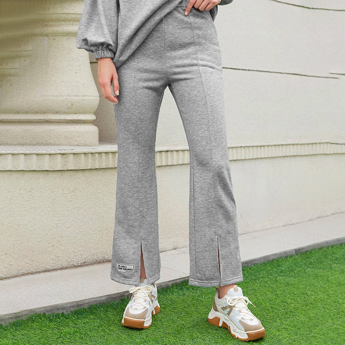 Letter Patched Split Hem Sweatpants