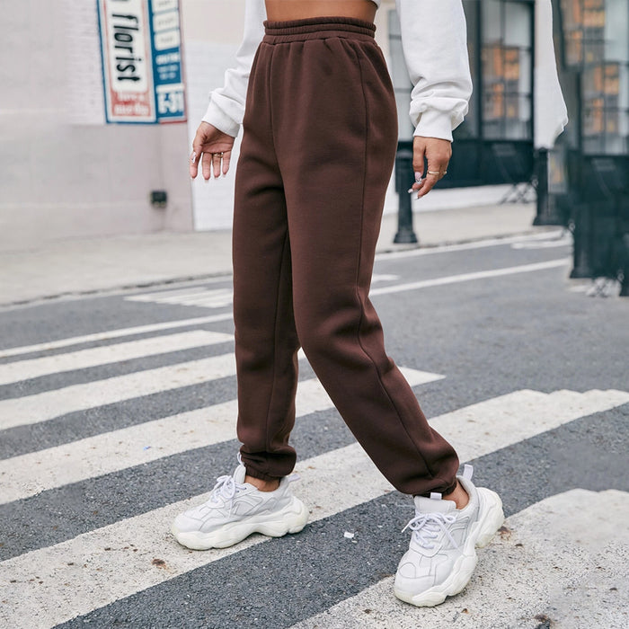 Solid Elastic Waist Easy Wear Sweatpants