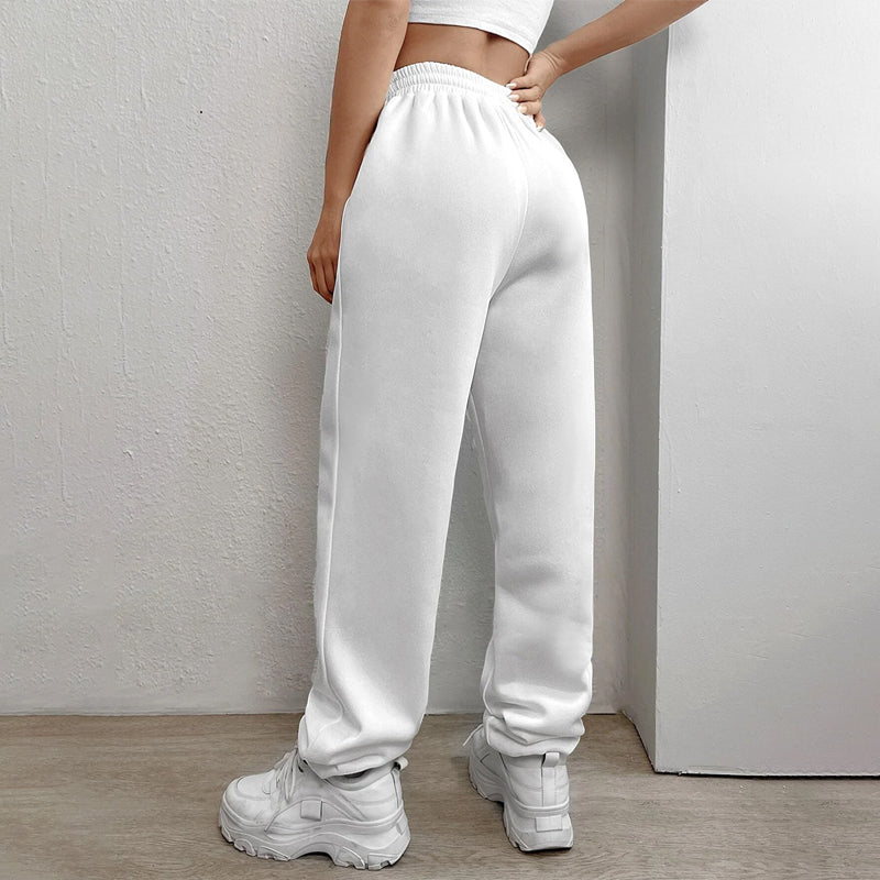 Letter Patched Drawstring Waist Sweatpants