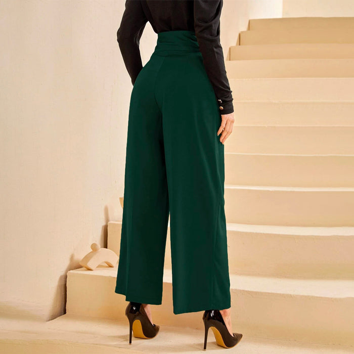 High Waisted Solid Wide Leg Pants