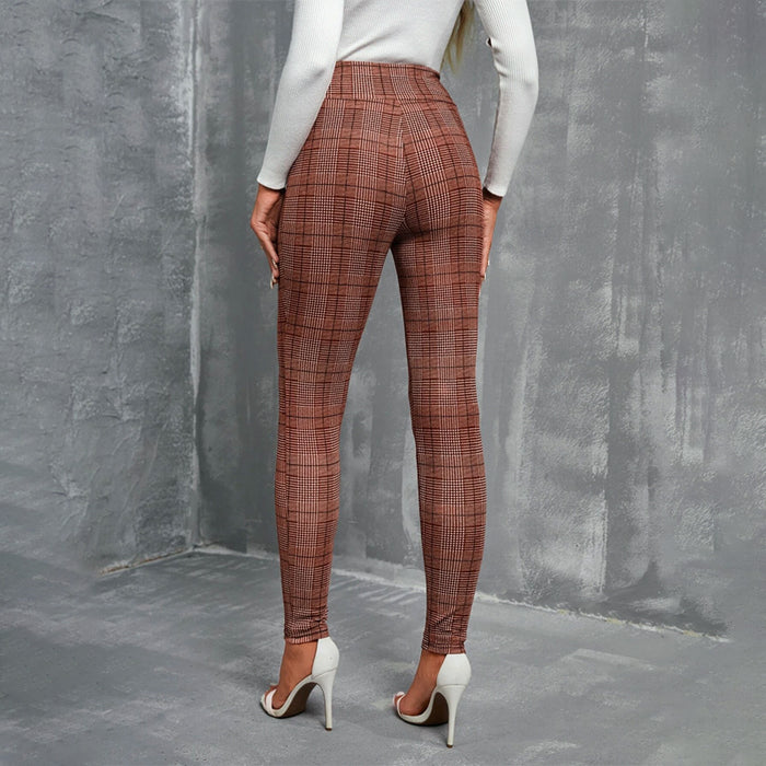 High Waist Houndstooth Skinny Pants