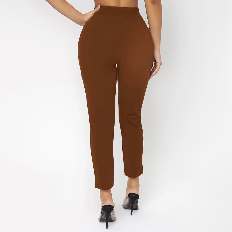 High Waist Double Button Skinny Cropped Pants