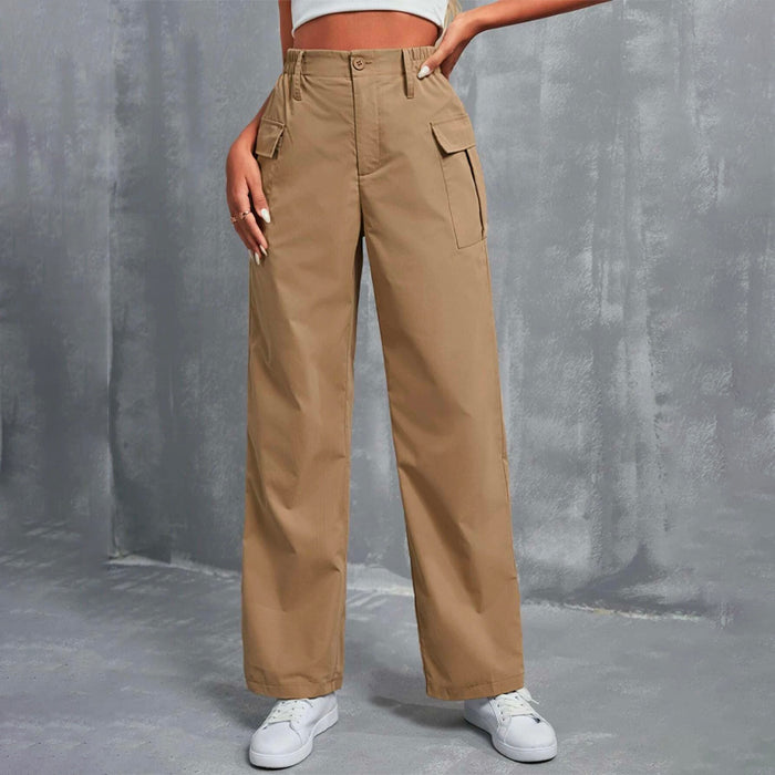 High Waist Flap Pocket Cargo Pants