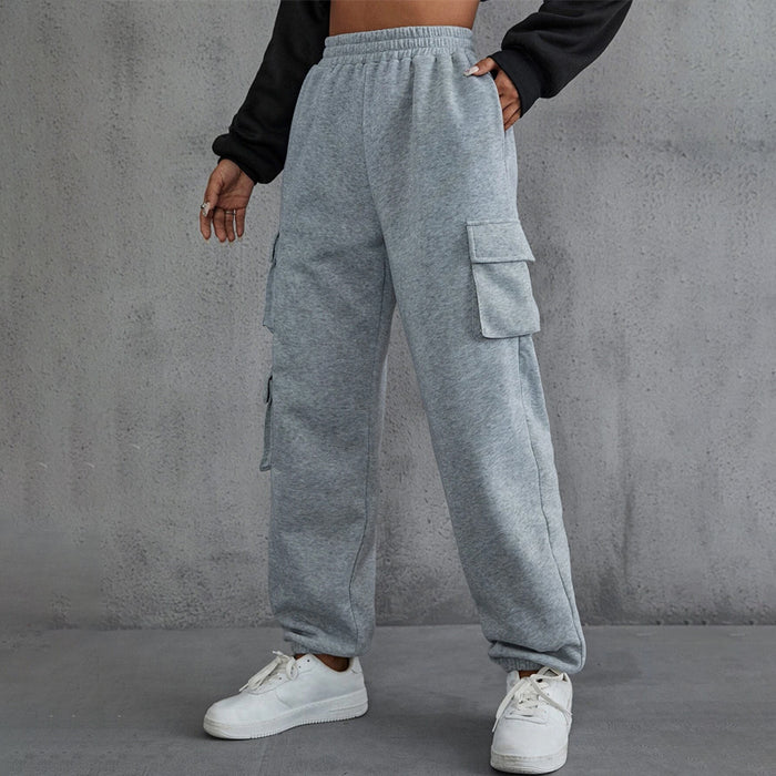 Flap Pocket Side Solid Sweatpants