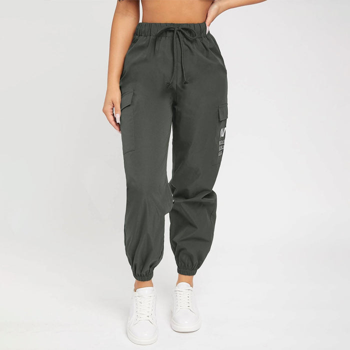 Slogan Patched Drawstring Pants