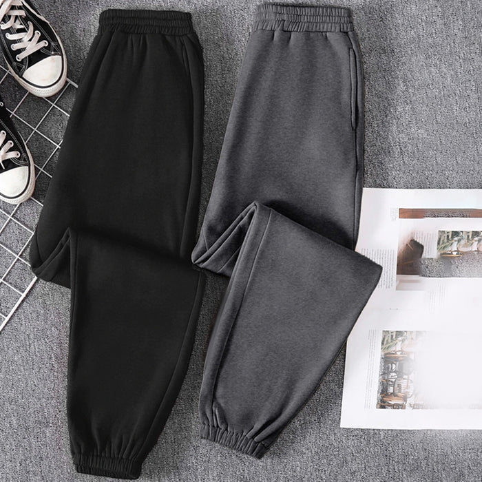 Pack Of 2 Solid Elastic Waist Thermal Sweatpants