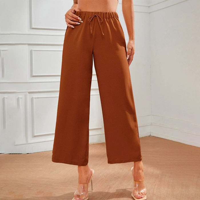 Petite High Waist Knot Front Wide Leg Pants