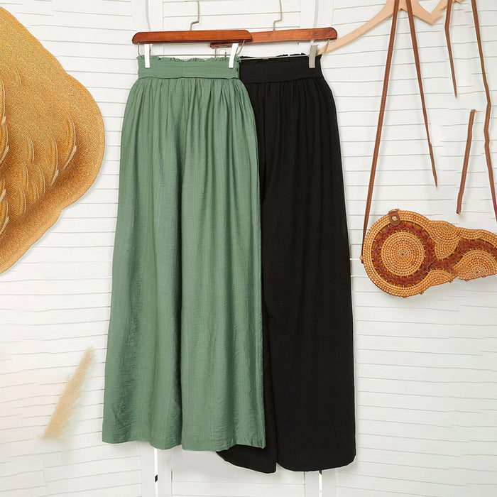 Pack Of 2 Waist Belted Wide Leg Pants