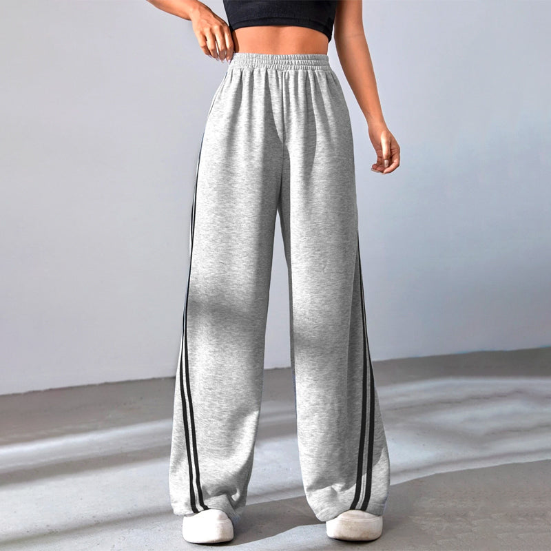 Easy Wear Contrast Tape Side Wide Leg Pants