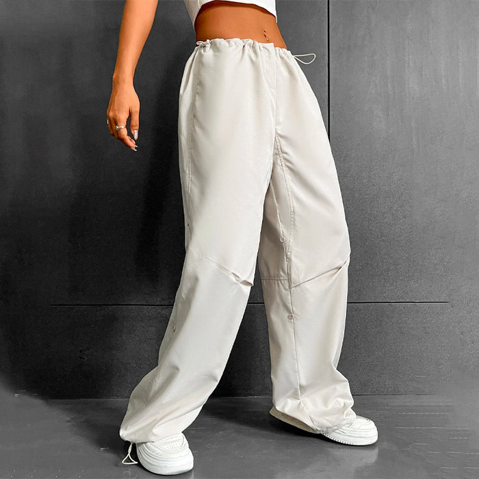 Easy Wear Drawstring Waist Parachute Pants