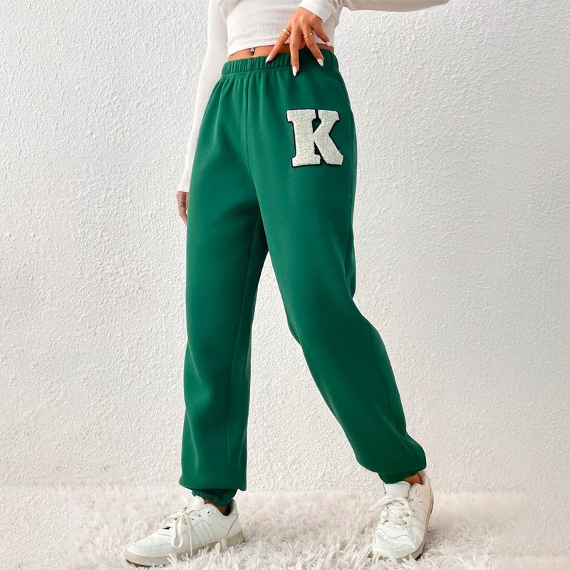 Easy Wear Letter Patched Sweatpants