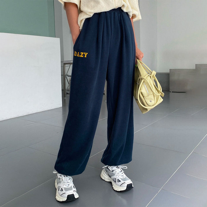 Letter Print Slant Pocket Sweatpants