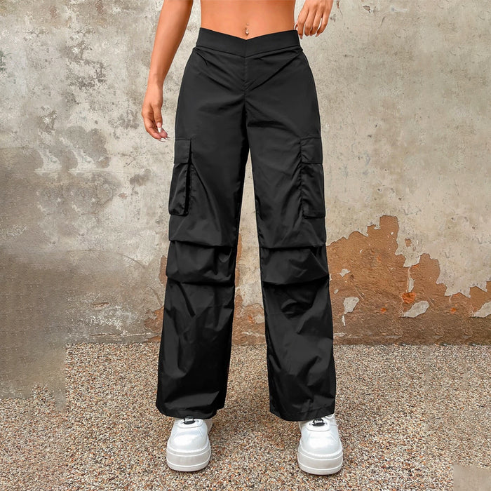 Flap Pocket Side Ruched Cargo Pants