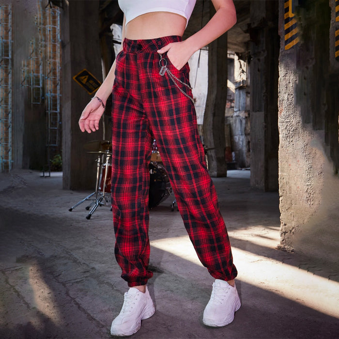 Grunge Punk Kpop Tartan Print Pants