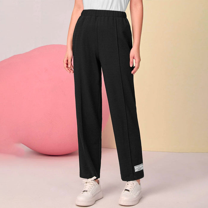 Patched Detail Elastic Waist Pant