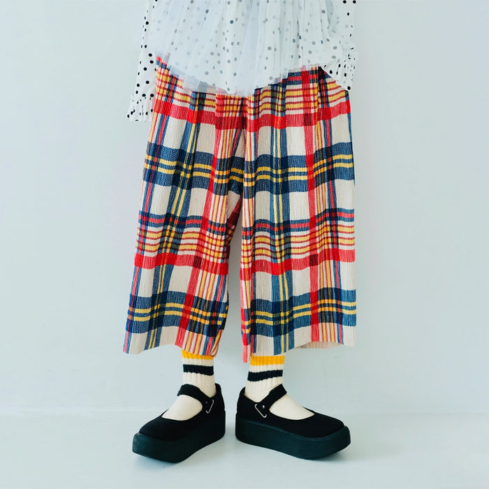 Plaid Wide Casual Leg Pants