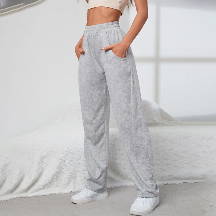 Solid Long Elastic Waist Loose Sweatpants