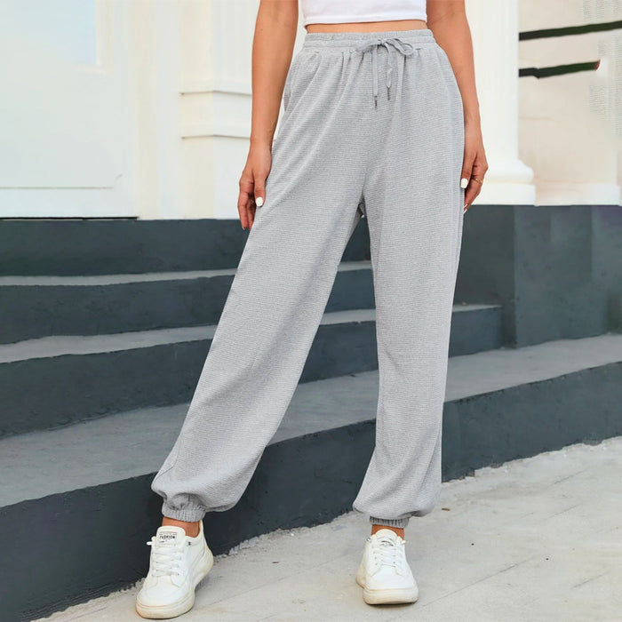 Drawstring Waist Slant Pocket Plain Sweatpants