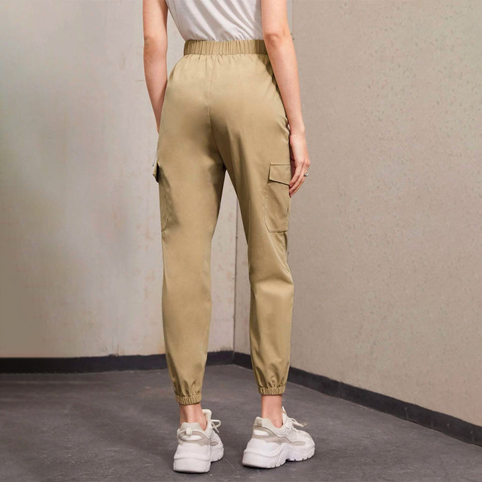 Tie Waist Flap Pocket Cropped Cargo Pants