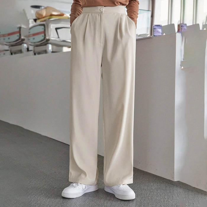 Solid Slant Pocket Wide Leg Pants