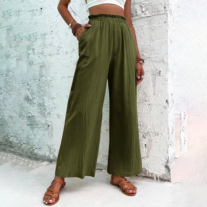 Paperbag Waist Textured Wide Leg Pants