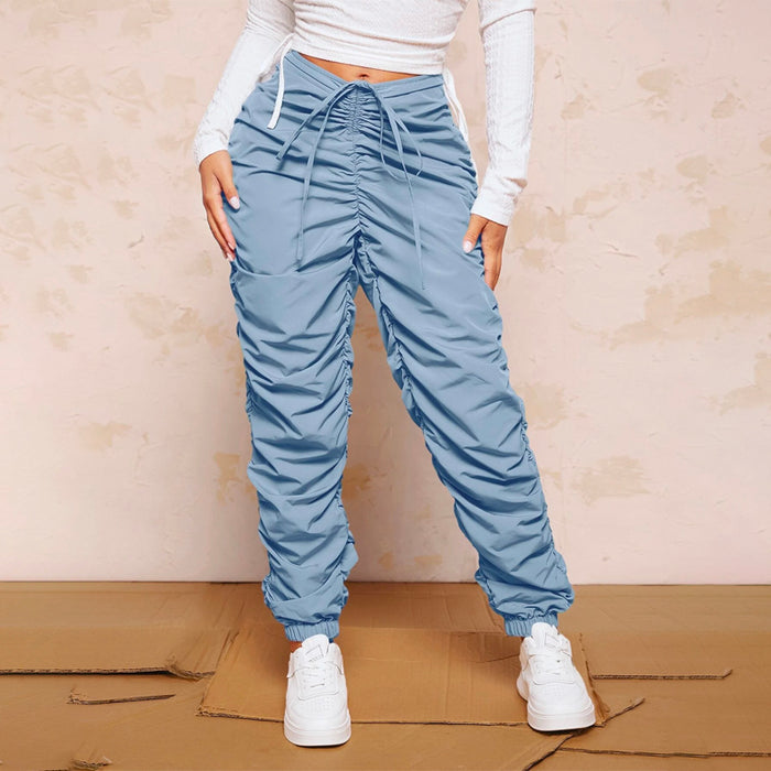 Drawstring Waist Stacked Pants