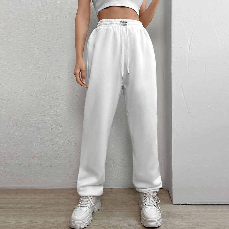 Letter Patched Drawstring Waist Sweatpants