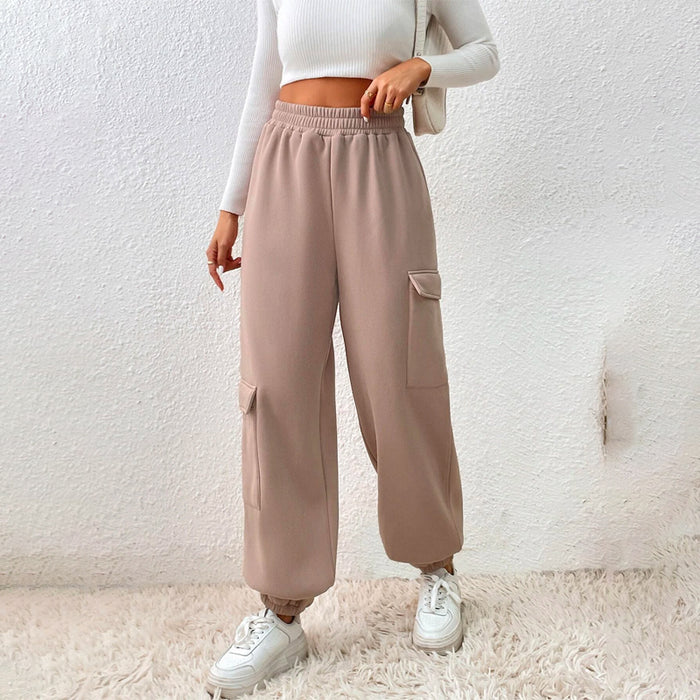 Flap Pocket Side Elastic Waist Casual Sweatpants