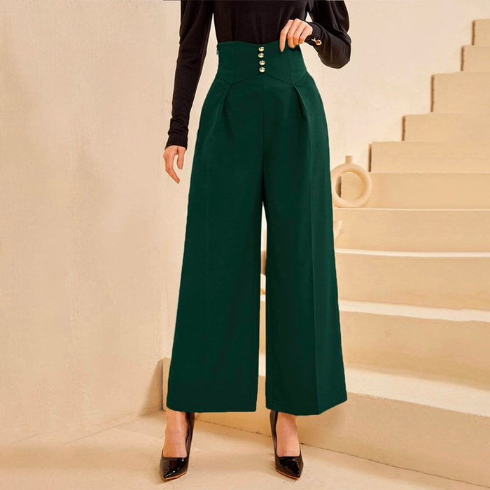 High Waisted Solid Wide Leg Pants