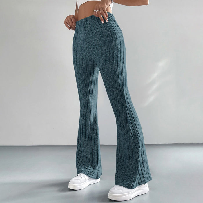 High Waist Casual Rib Knit Pants