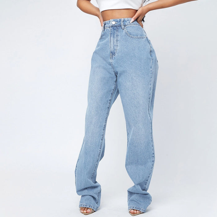 High Waist Straight Leg Jeans For Women