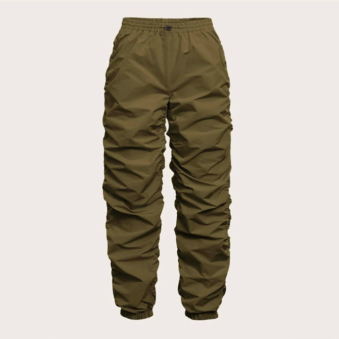 Drawstring Waist Solid Pants