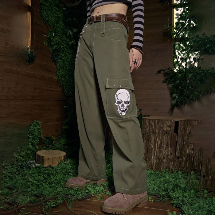 Skull Print Cargo Pants