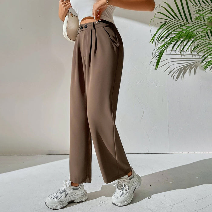 High Waist Plicated Detail Casual Pants