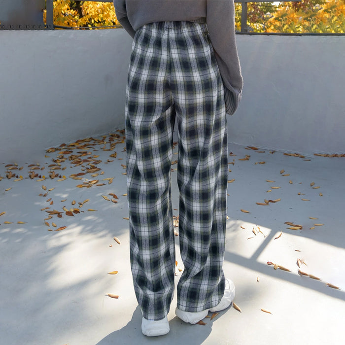 Plaid Drawstring Waist Pants