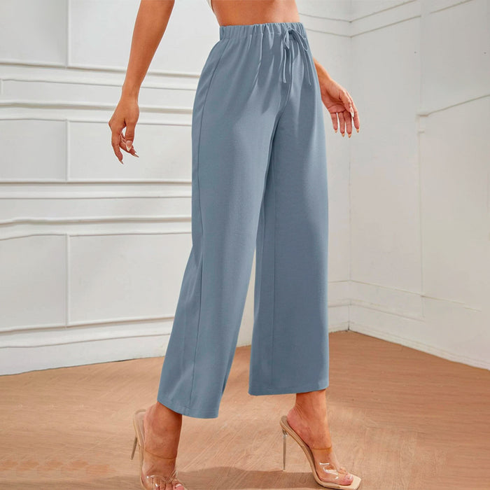 Petite High Waist Knot Front Wide Leg Pants