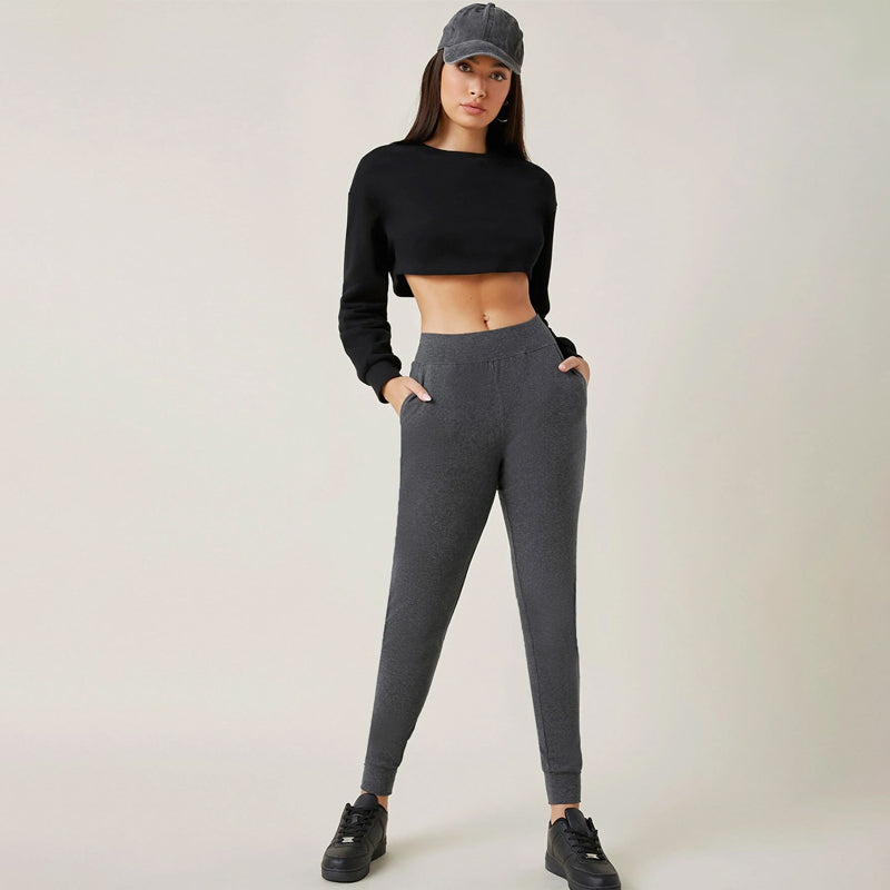 Wide Waistband Slant Pocket Joggers