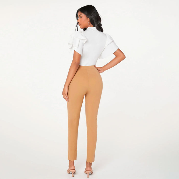 Stepped Hem Skinny Pants